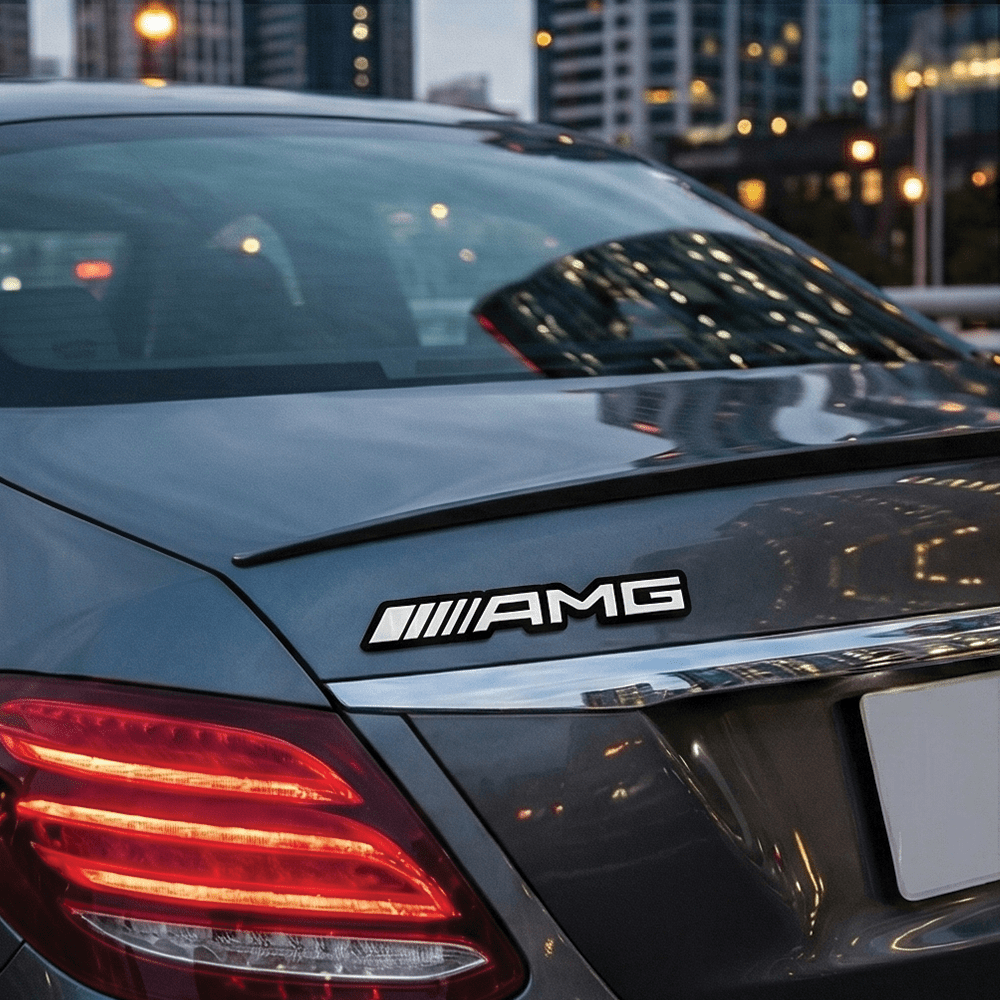 AMG 3D Metal Sticker Silver & Black - 18cm x 2.5cm - STICKER_AMG