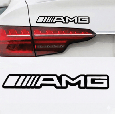 AMG 3D Metal Sticker Silver & Black - 18cm x 2.5cm - STICKER_AMG