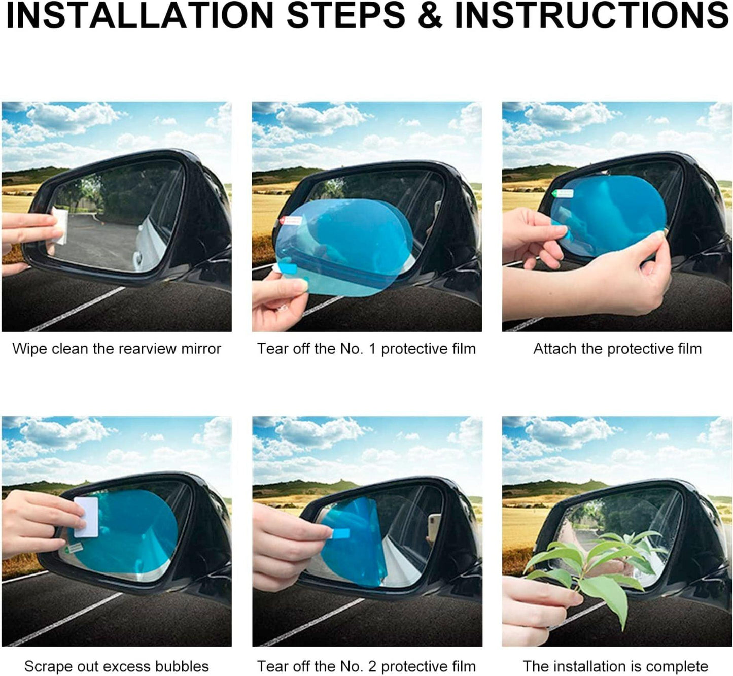 Anti - Fog Film For Car Rear View Mirror ( Anti-water Rainproof film) -VS_2DOOR_2MIRROR