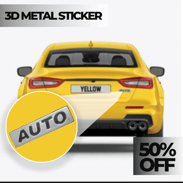 AUTO 3D Logo Car Badge Emblem | 8cm x 2cm | All Vehicle Exterior Decorative Logo, Self - Adhesive - STICKER_AUTO_SIL_BLK