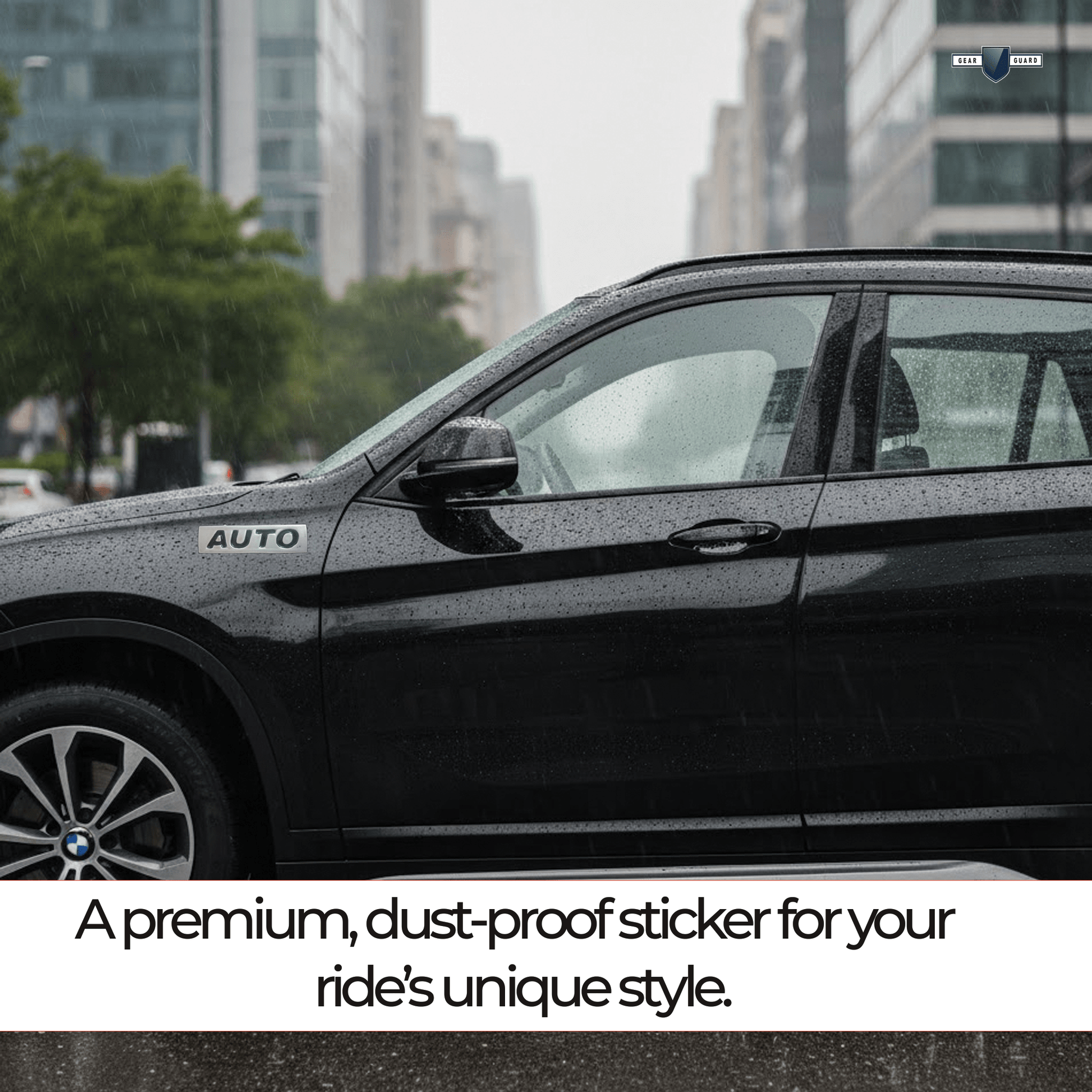 AUTO 3D Logo Car Badge Emblem | 8cm x 2cm | All Vehicle Exterior Decorative Logo, Self - Adhesive - STICKER_AUTO_SIL_BLK