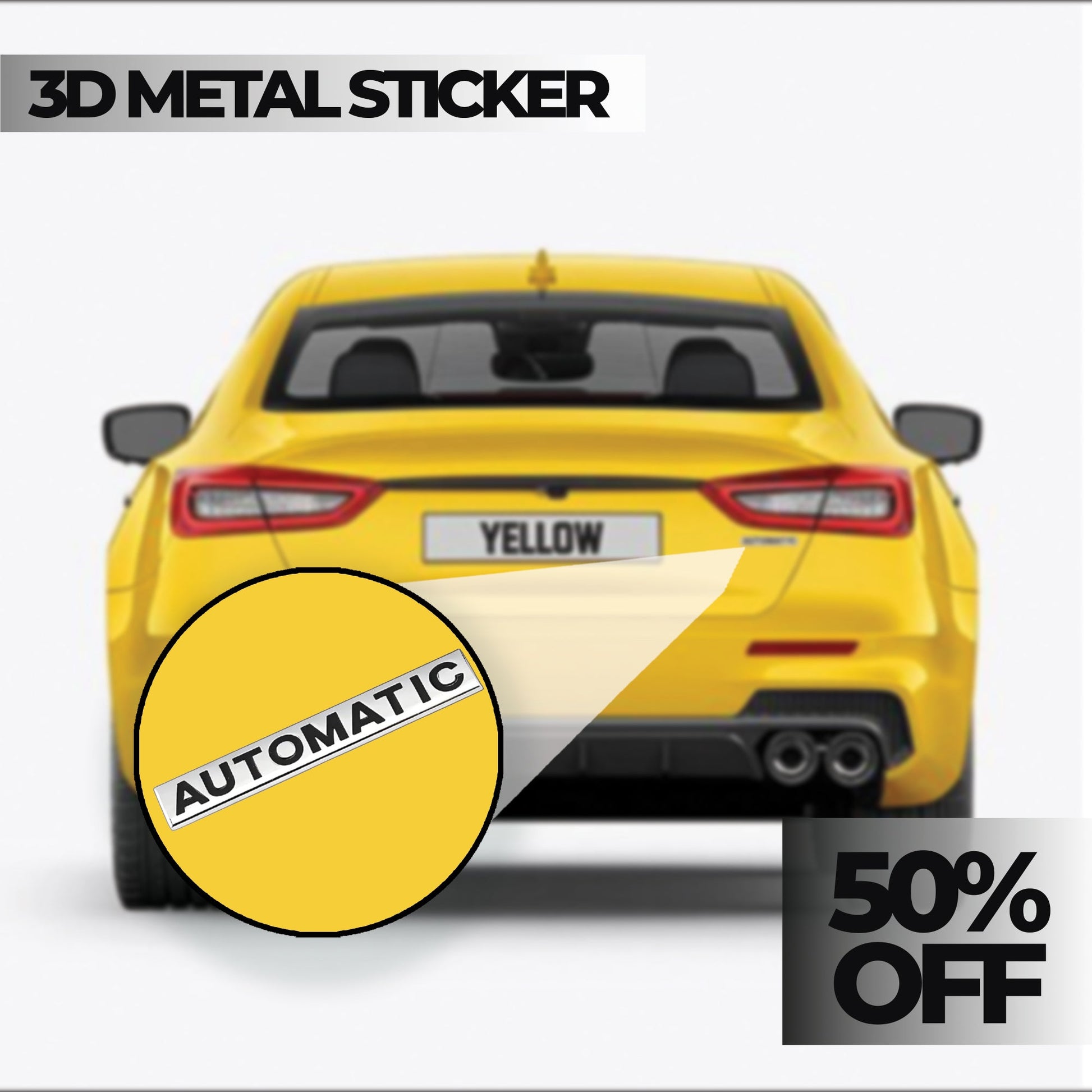 Automatic 3D Logo Car Badge Emblem | 8cm x 3cm | All Vehicle Exterior Decorative Logo, Self - Adhesive - STICKER_AUTOMATIC-D2
