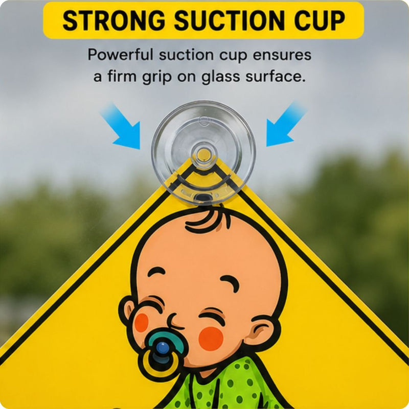 Baby On Board Rear Windshield Sign with Suction Cup | Rear Window Silicon Car Sticker -BABYONBOARD