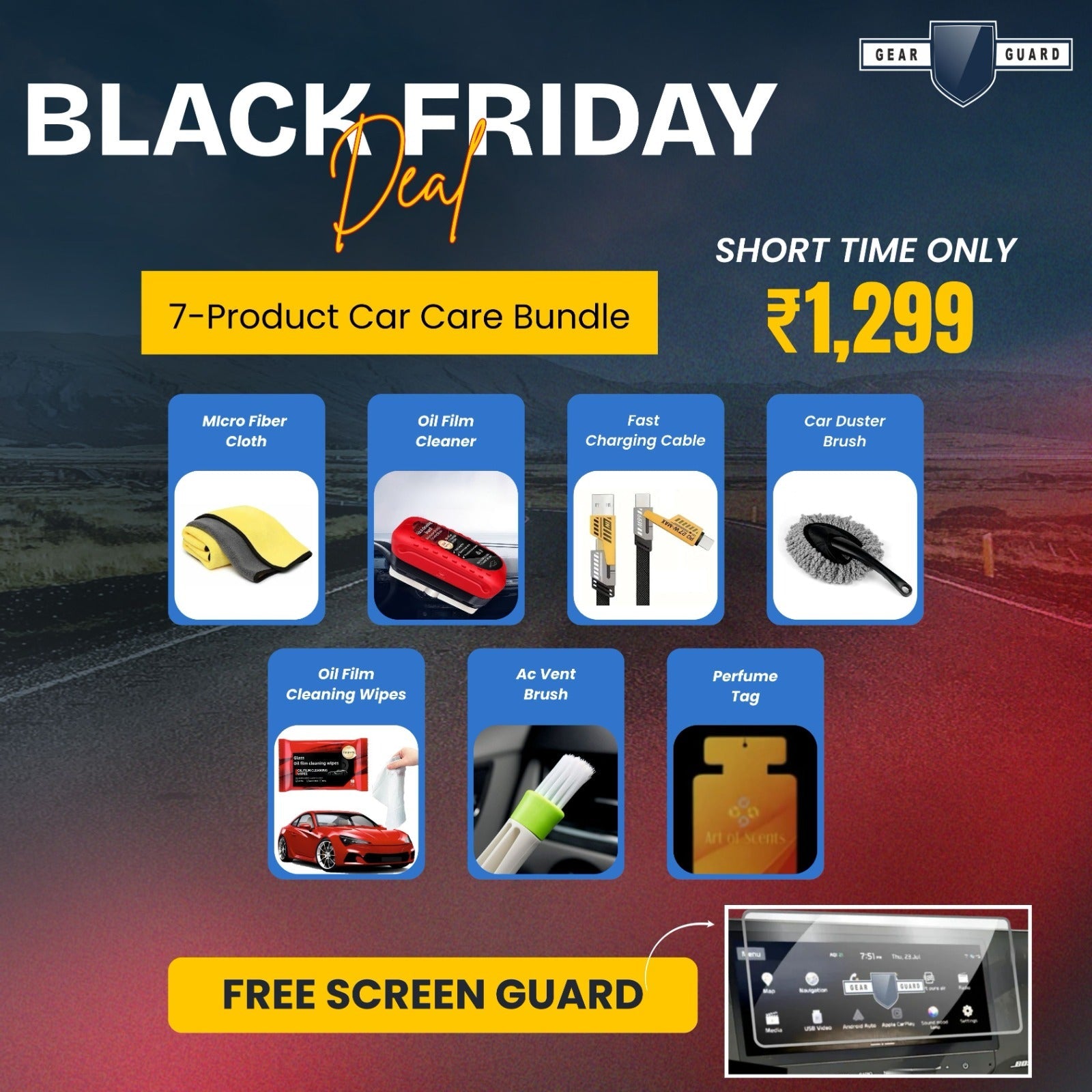 Black Friday Deal: Clean, Charge, Protect — Free Infotainment Screen Guard - FRIDAY_25