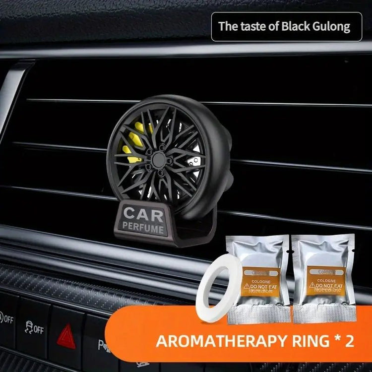 Car AC Vent Air Freshener Perfume 360° Rotating Alloy Wheel Shape Designed - AC_PERFUME_OCEAN
