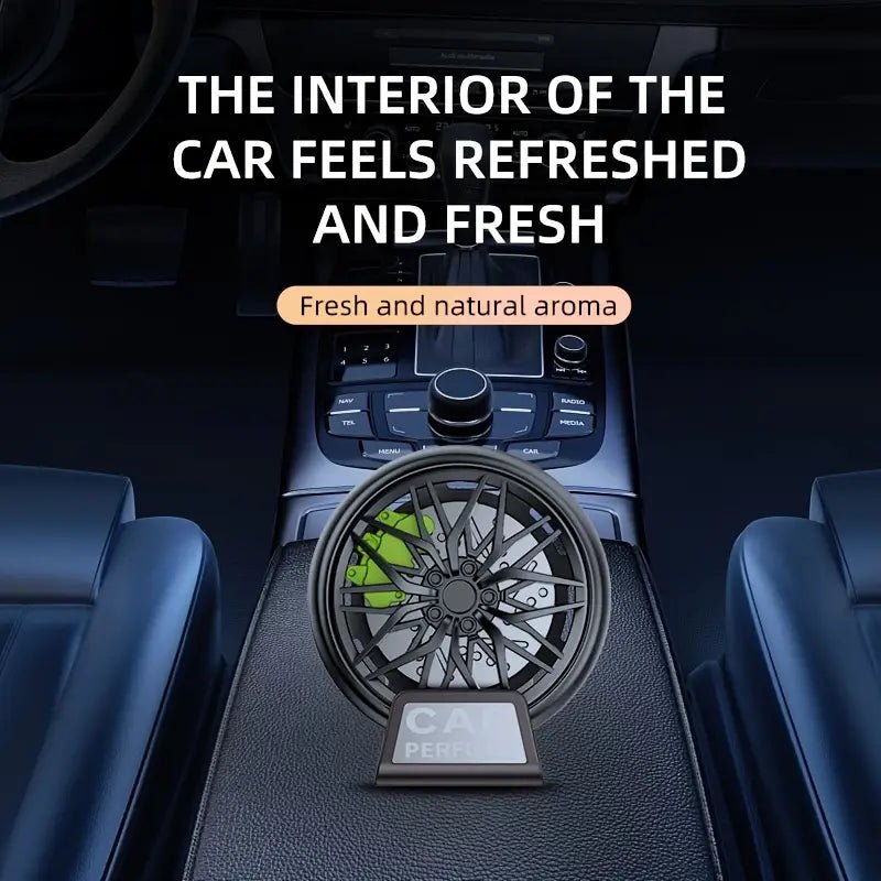 Car AC Vent Air Freshener Perfume 360° Rotating Alloy Wheel Shape Designed - AC_PERFUME_OCEAN