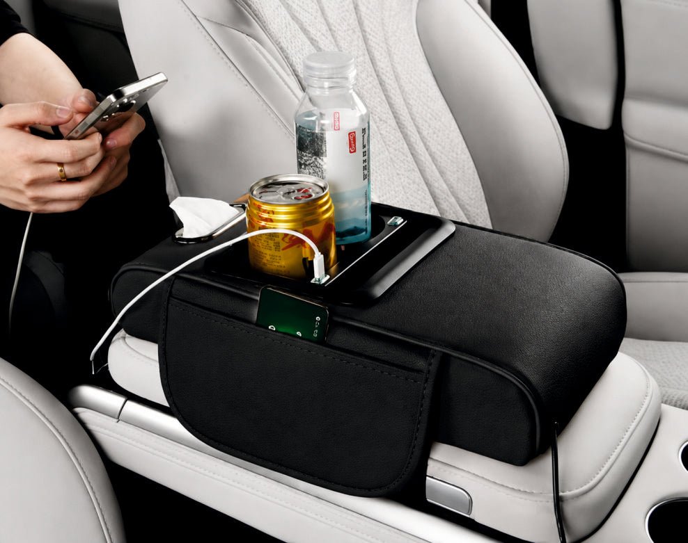 Car Armrest Box Cup Holder with LED Galaxy Light - ARMREST_CUP_LED_BLK
