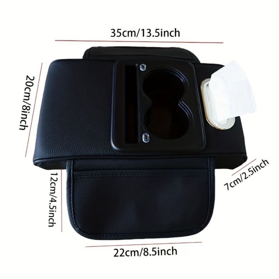 Car Armrest Box Cup Holder with LED Galaxy Light - ARMREST_CUP_LED_BLK