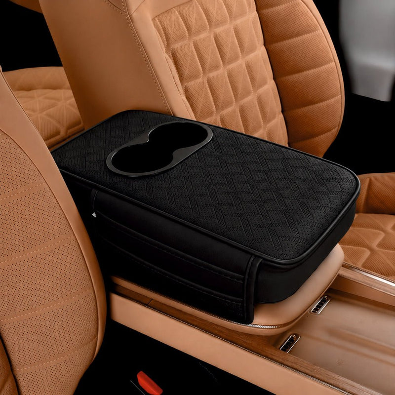 Car Armrest Cushion with Cup Holder -ARMREST_CUPHOLDER_BLK