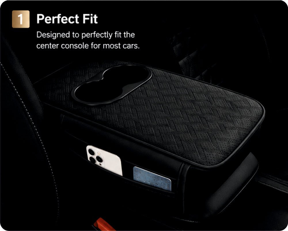 Car Armrest Cushion with Cup Holder -ARMREST_CUPHOLDER_BLK