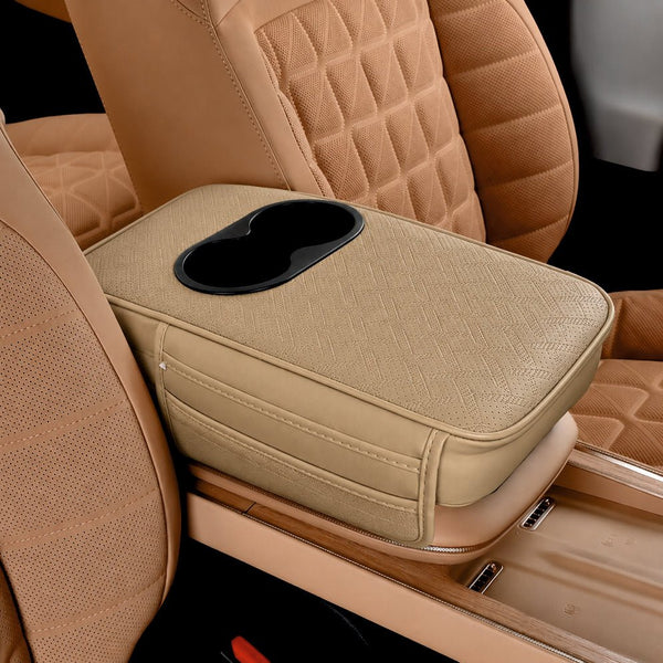 Car Armrest Cushion with Cup Holder -ARMREST_CUPHOLDER_BGE