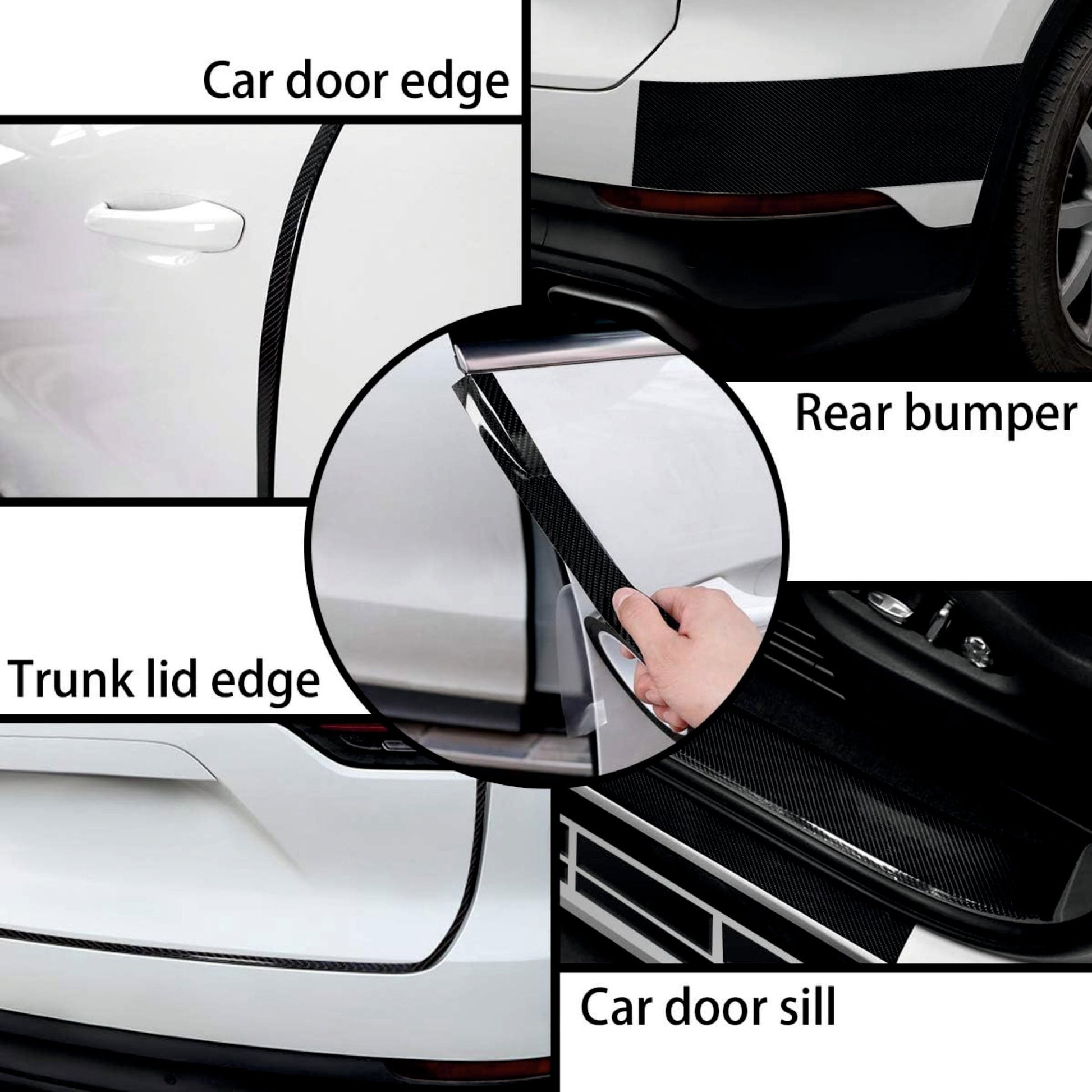 Car Door Edge Guards Door Sill Protector 5D Carbon Fiber Car Wrap Vinyl Film - CARBON_FIBER