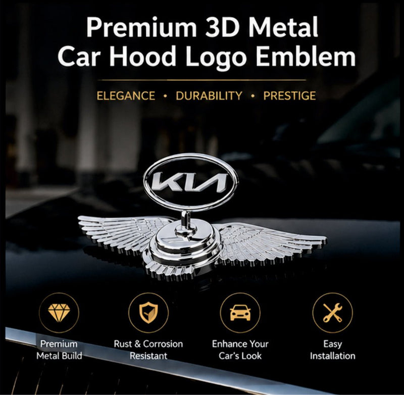 Car Front Hood 3D Metal Emblem Logo -SP_KIA_WING_LOGO