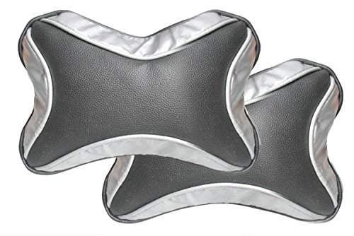 Car Neck Rest Pillow For All Cars - Set of 2 -PILLOW_BLACK_SILVER
