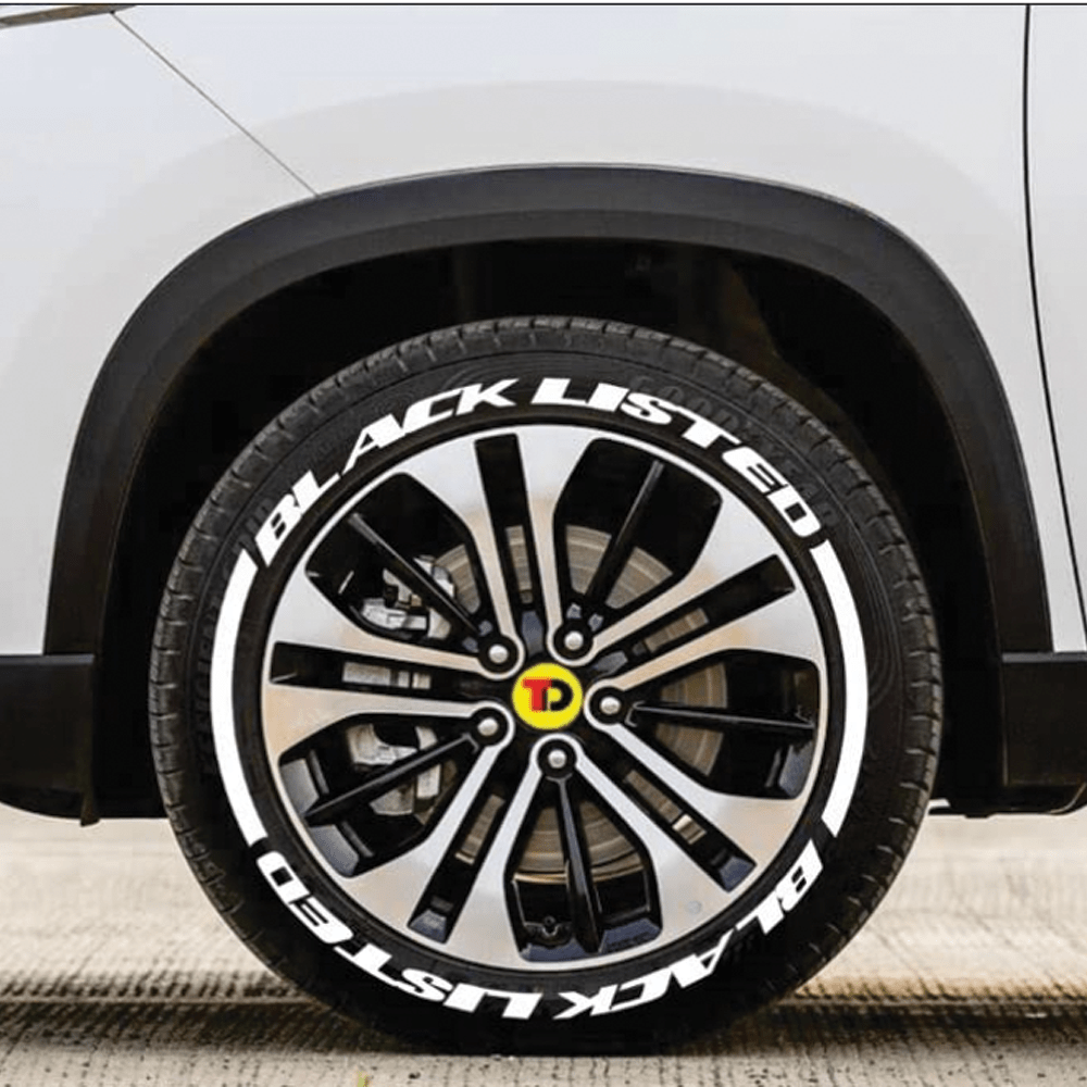 Car Permanent Tire Stickers Fit for All Cars & SUVs - T_STICKER_BLK_LISTED-W