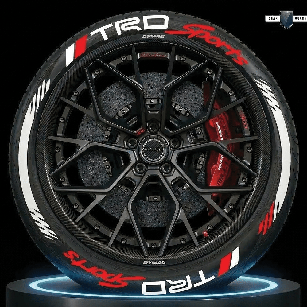 Car Permanent Tire Stickers Fit for All Cars & SUVs - T_STICKER_TRD_SPT_RED_WH