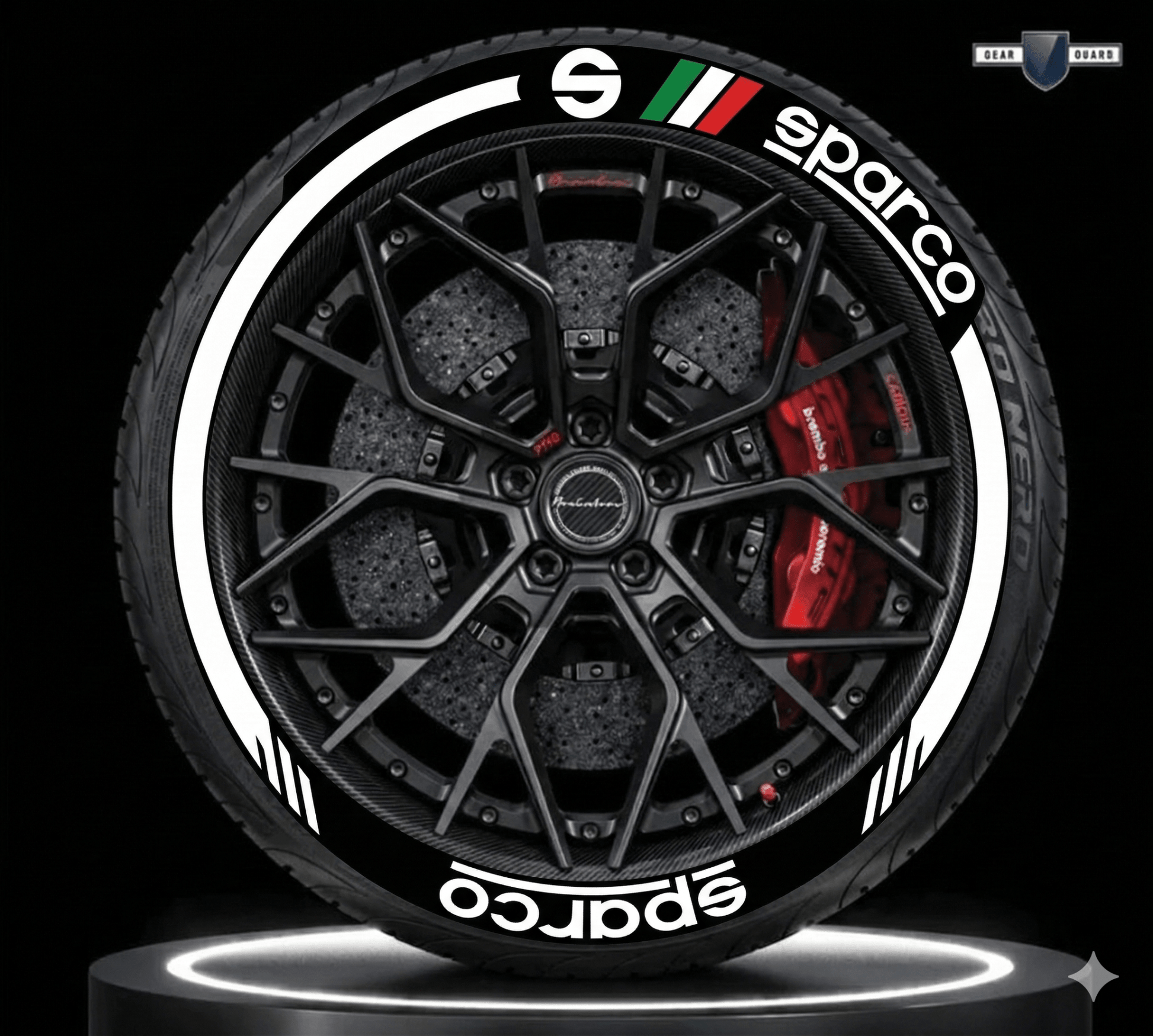 Car Permanent Tire Stickers Fit for All Cars & SUVs - T_STICKER_SPARCO_WHI