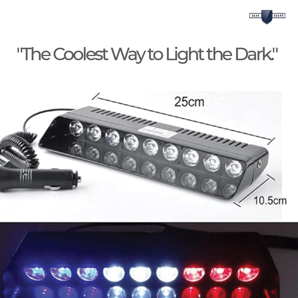 Car Police Emergency Strobe Light with Red Blue White Flasher - POLICE_9LED