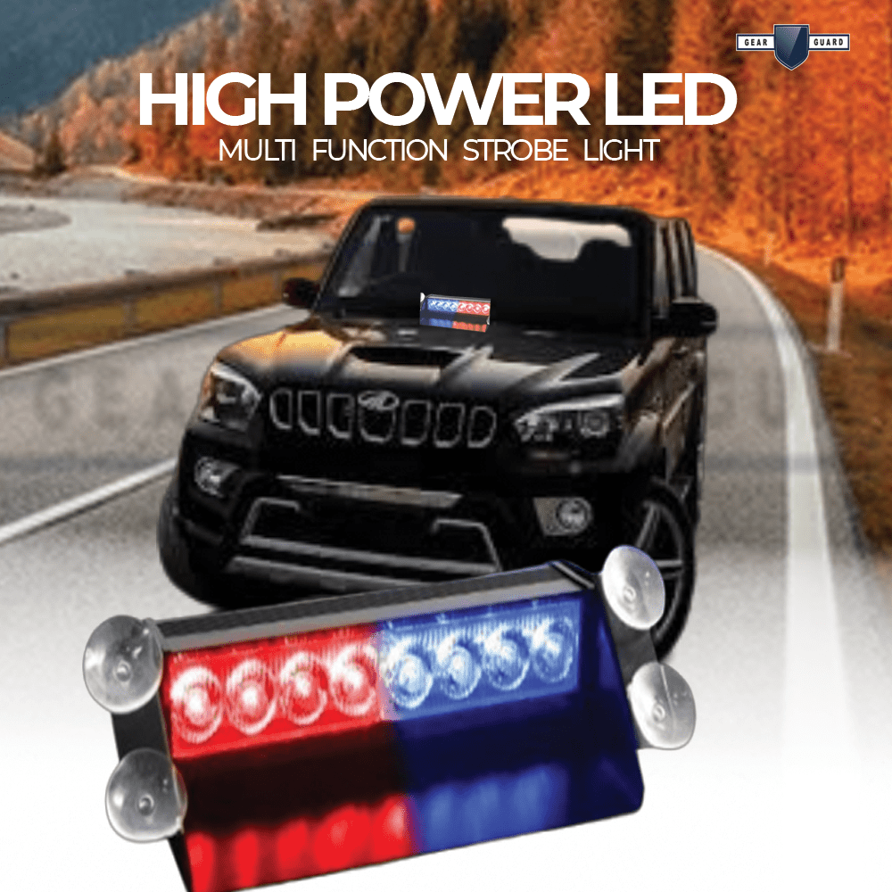 Car Police Emergency Strobe Light with Red Blue White Flasher - POLICE_9LED
