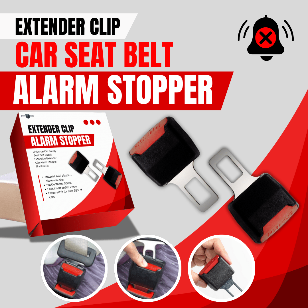 Car Safety Seat Belt Buckle Extension Extender Clip Red Alarm Stopper (Pack of 2) - BELT_BUCKLE2