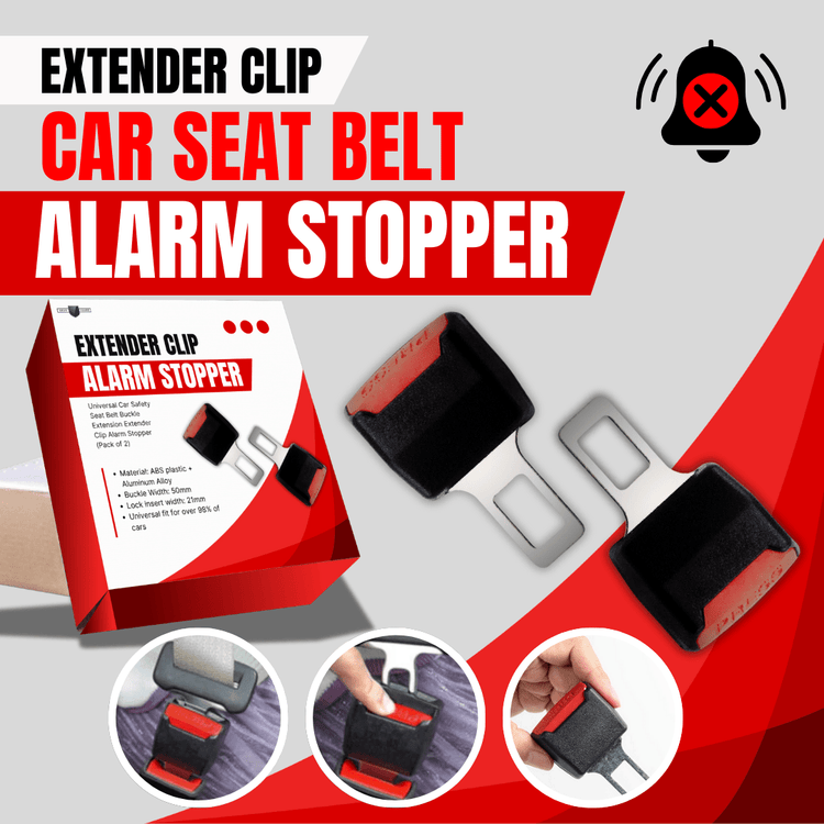 Car Safety Seat Belt Buckle Extension Extender Clip Red Alarm Stopper (Pack of 2) - BELT_BUCKLE2