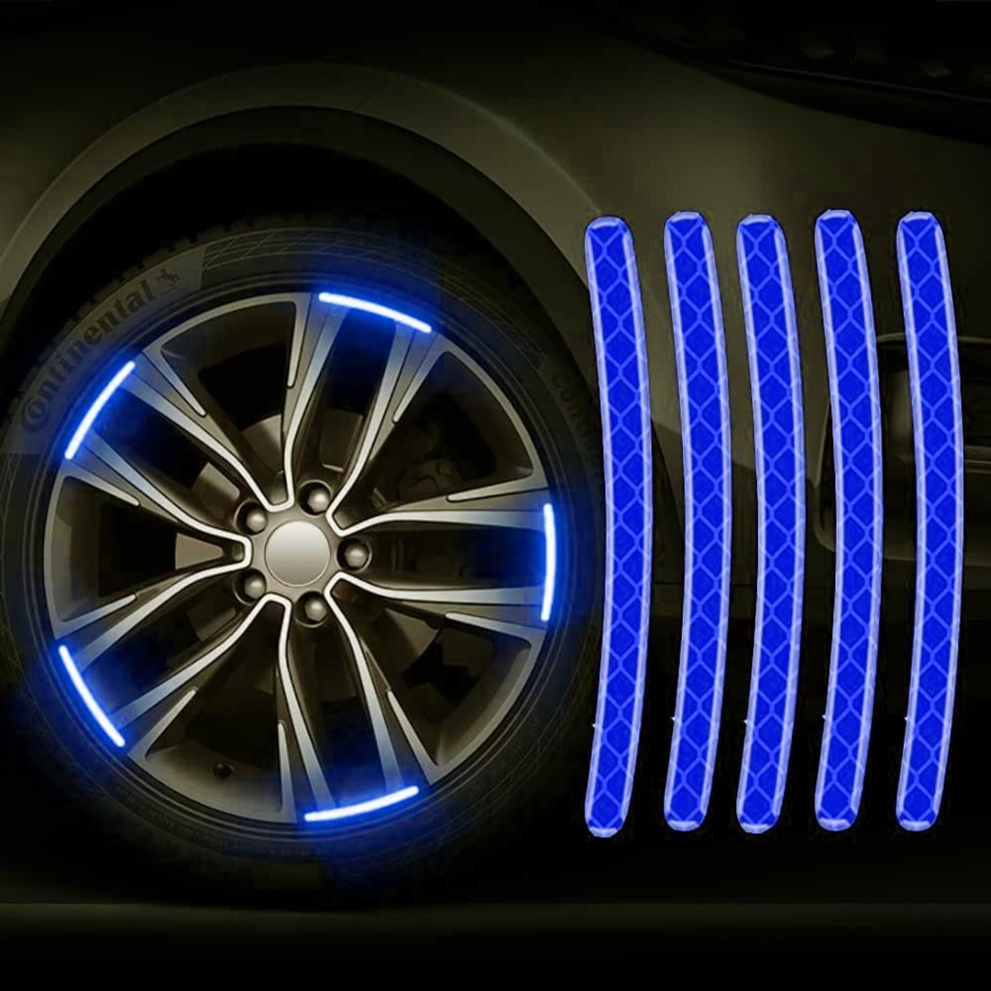 Car Wheel 3d Radium Sticker For Car & Bike Wheel Decoration Reflective Sticker - RIM_STICKER_BLU