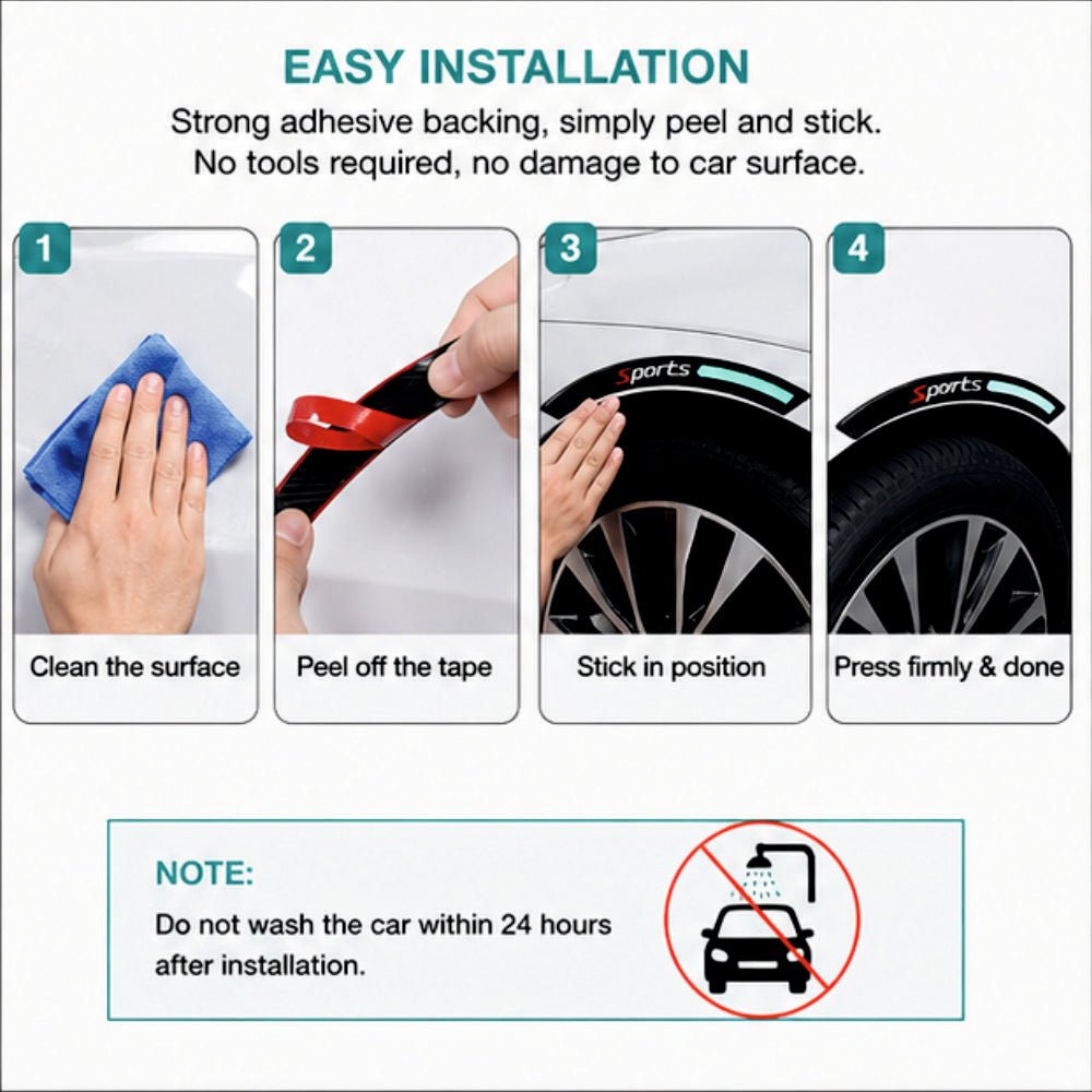 Car Wheel Arch Protector Sticker | Carbon Fiber Reflective Fender Guard -TYRE_EYEBROW_SPR_2