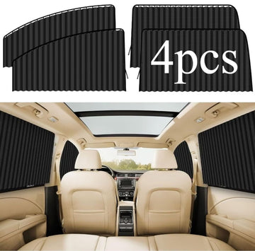 Car Window Sunshade & Privacy Curtain - 4 Pcs - CURTAIN_BLK