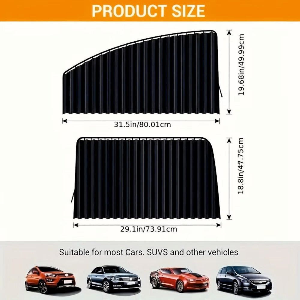 Car Window Sunshade & Privacy Curtain - 4 Pcs - CURTAIN_BLK