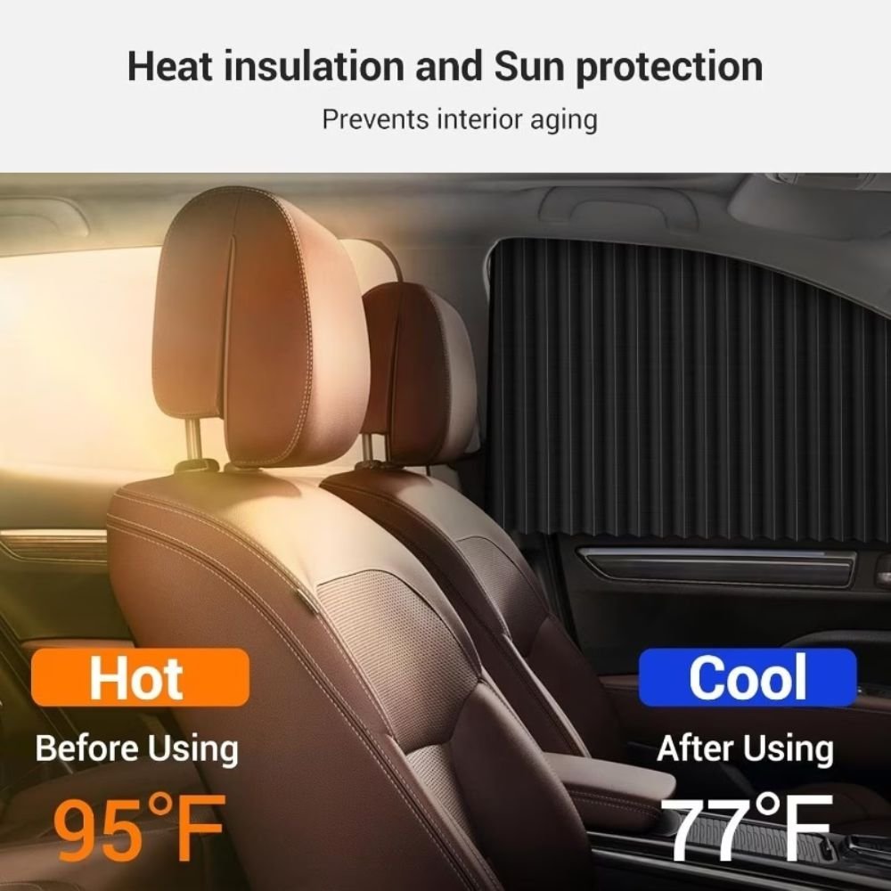 Car Window Sunshade & Privacy Curtain - 4 Pcs - CURTAIN_BLK