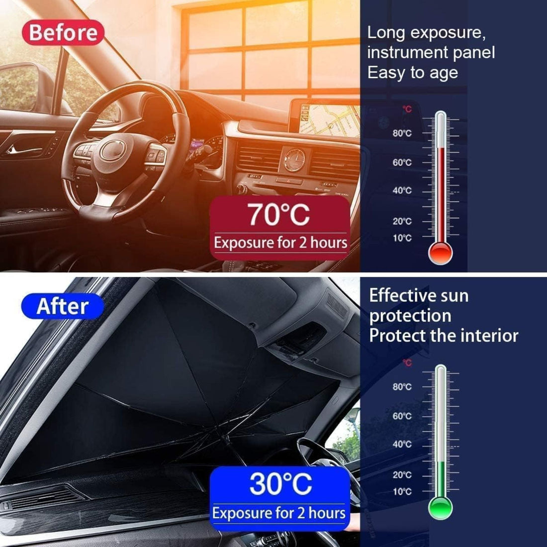 Car Windshield Sun Shade Protector Foldable - SUNSHADE_PRO