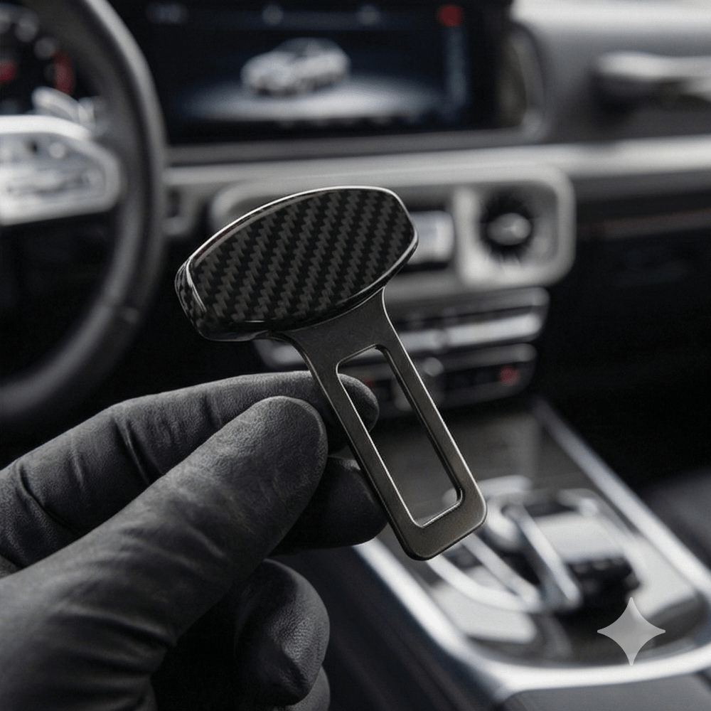 Carbon fiber Gel Finish Silver Chrome Alarm Stopper Hook - Pack of 2 - ALM_STOPPER_CARBON