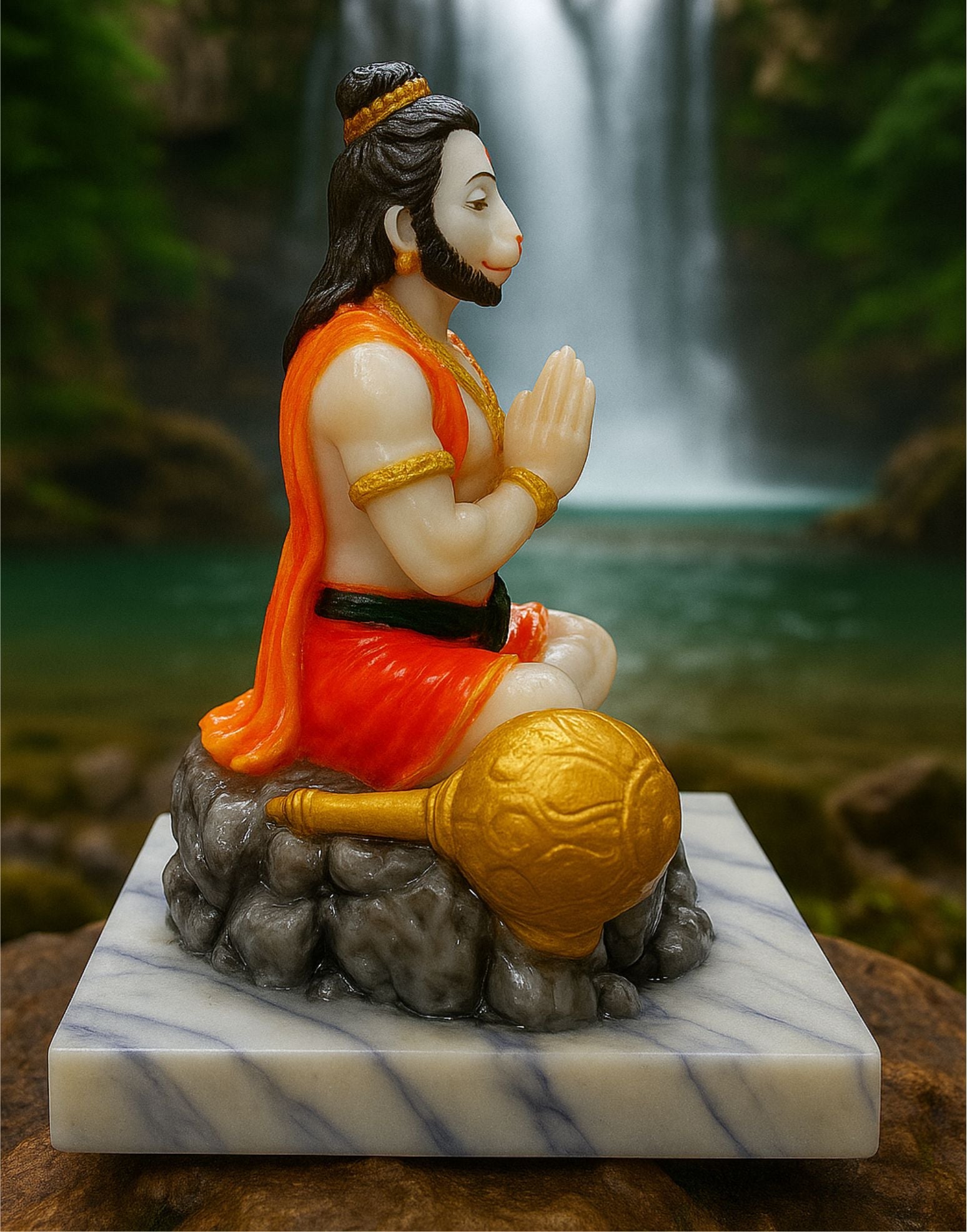 Divine Hanuman Idol in Meditation Pose – Marble Base | Spiritual Home Decor - IDOL_HANUMAN