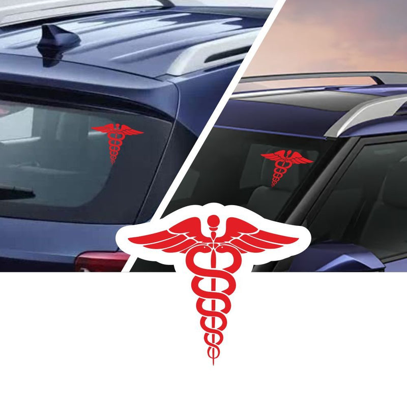Doctor Sign Car Decal Sticker | Waterproof Vinyl | Red Doctor Logo | 11cm x 11cm | Pack of 2 -SADOCTOR01_RED