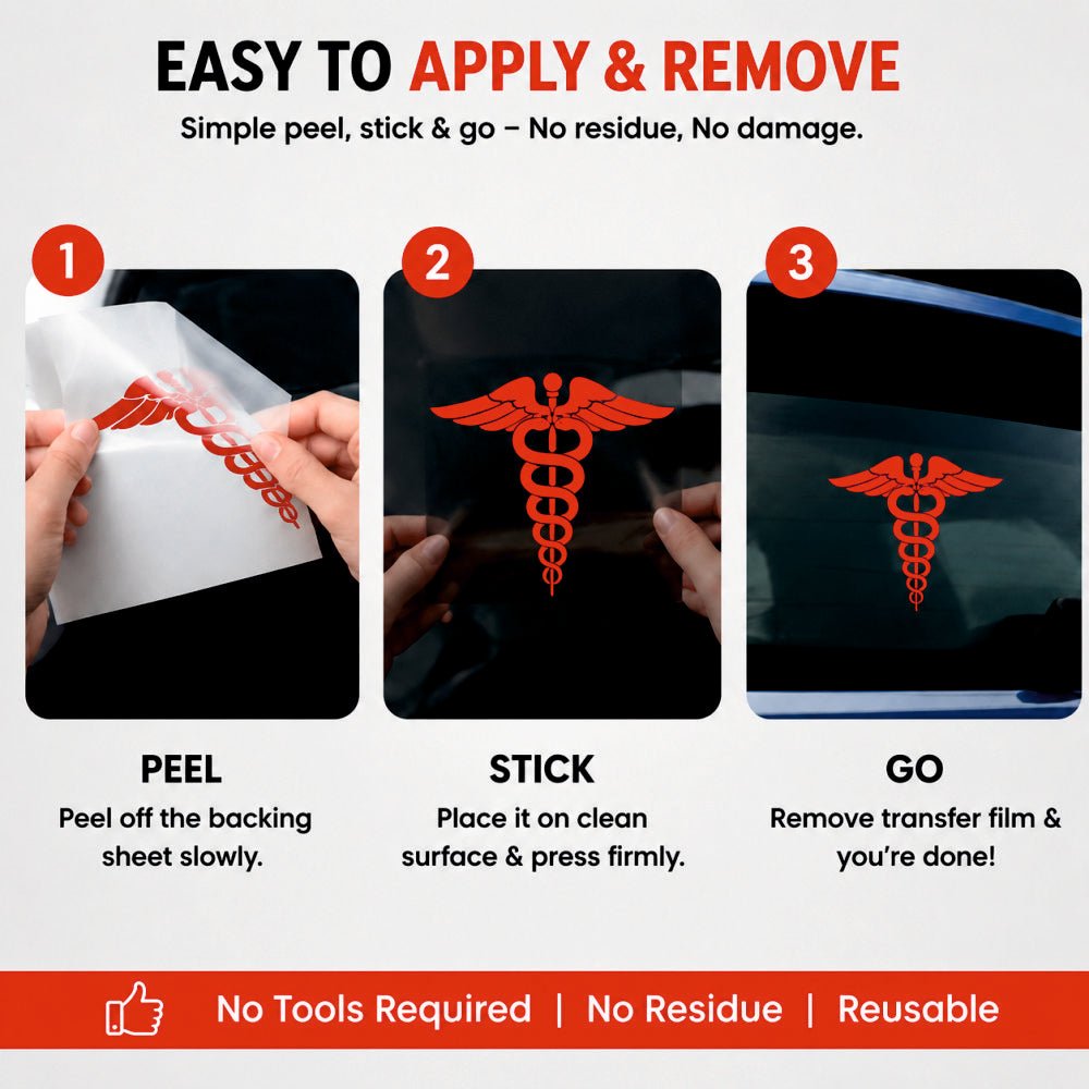Doctor Sign Car Decal Sticker | Waterproof Vinyl | Red Doctor Logo | 11cm x 11cm | Pack of 2 -SADOCTOR01_RED