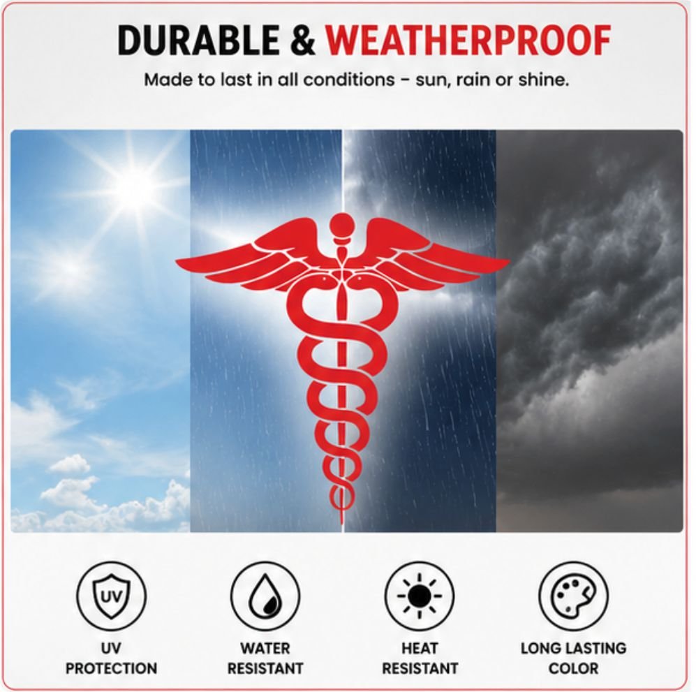 Doctor Sign Car Decal Sticker | Waterproof Vinyl | Red Doctor Logo | 11cm x 11cm | Pack of 2 -SADOCTOR01_RED