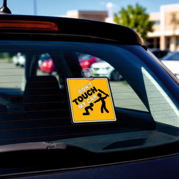 Don't Touch My Car Warning Sign with Suction Cup | Rear Window Silicon Car Sticker -DONT_T_MYCAR
