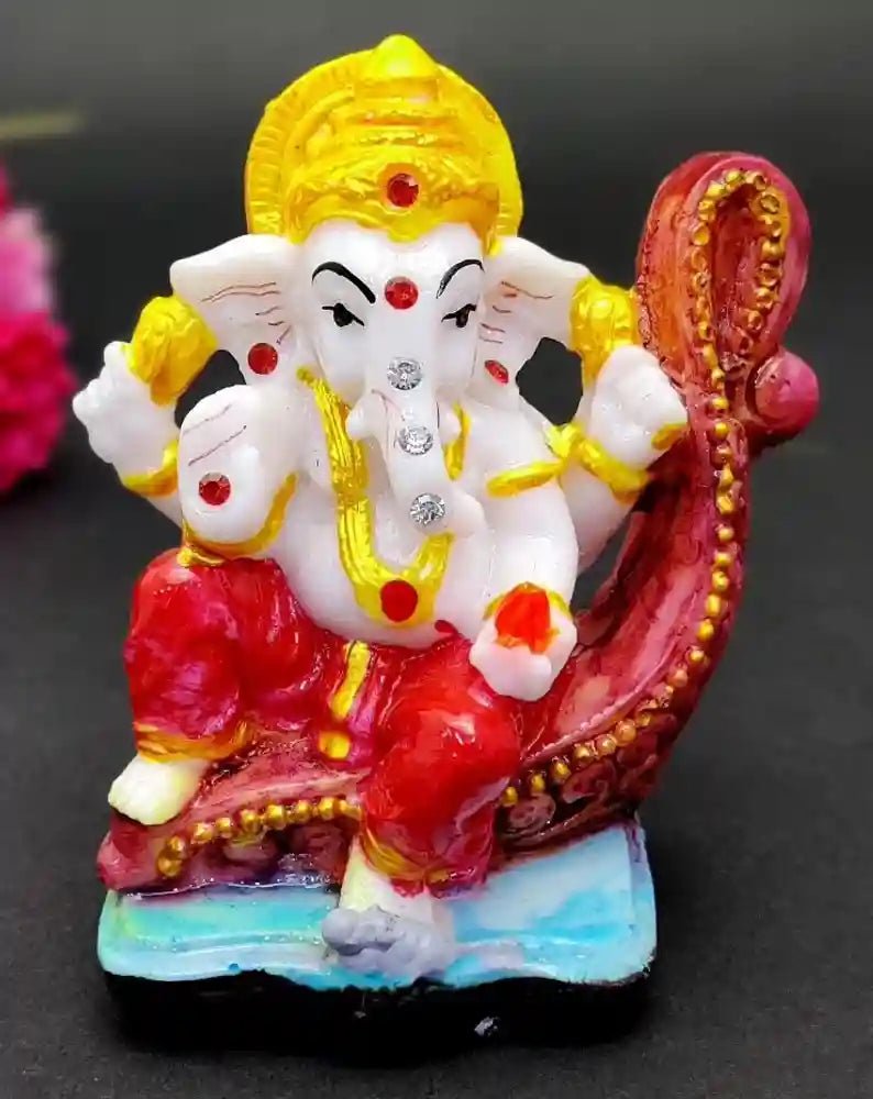 Ganesh Ji Murti – 7cm Showpiece for Dashboard & Spiritual Decor - WHTGANESH_IDOL