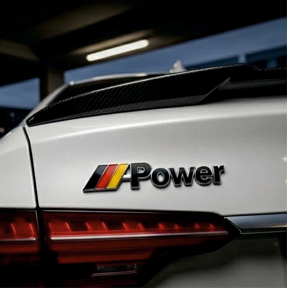 German Flag "A - Power" 3D Chrome Metal Sticker - STICKER_POWER_GFLAG