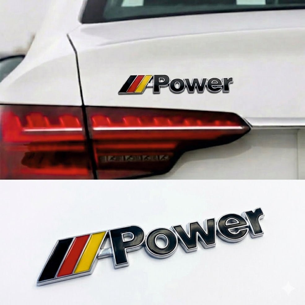 German Flag "A - Power" 3D Chrome Metal Sticker - STICKER_POWER_GFLAG