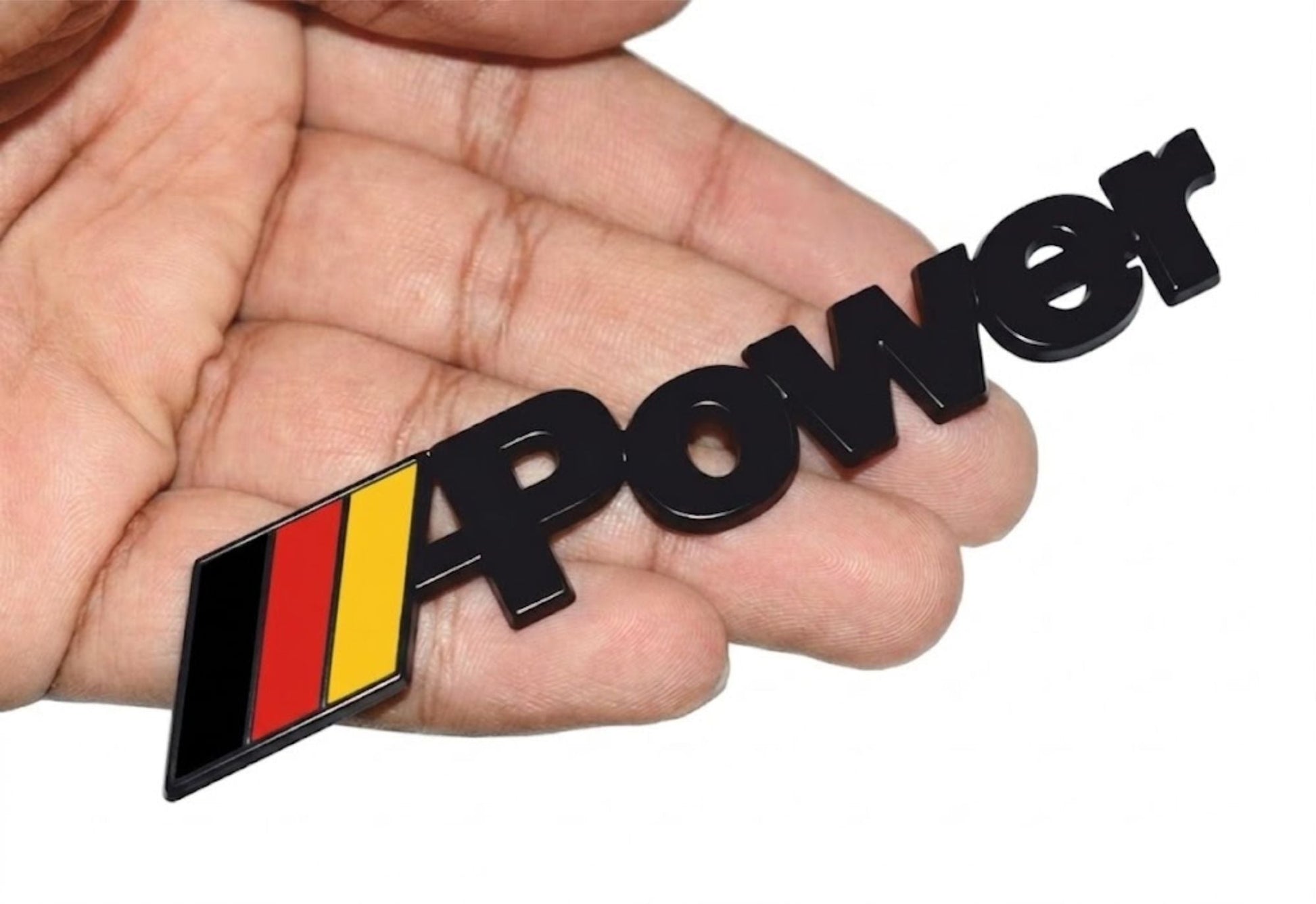German Flag "M - Power" 3D Chrome Metal Sticker - STICKER_POWER_GFLAG-D1