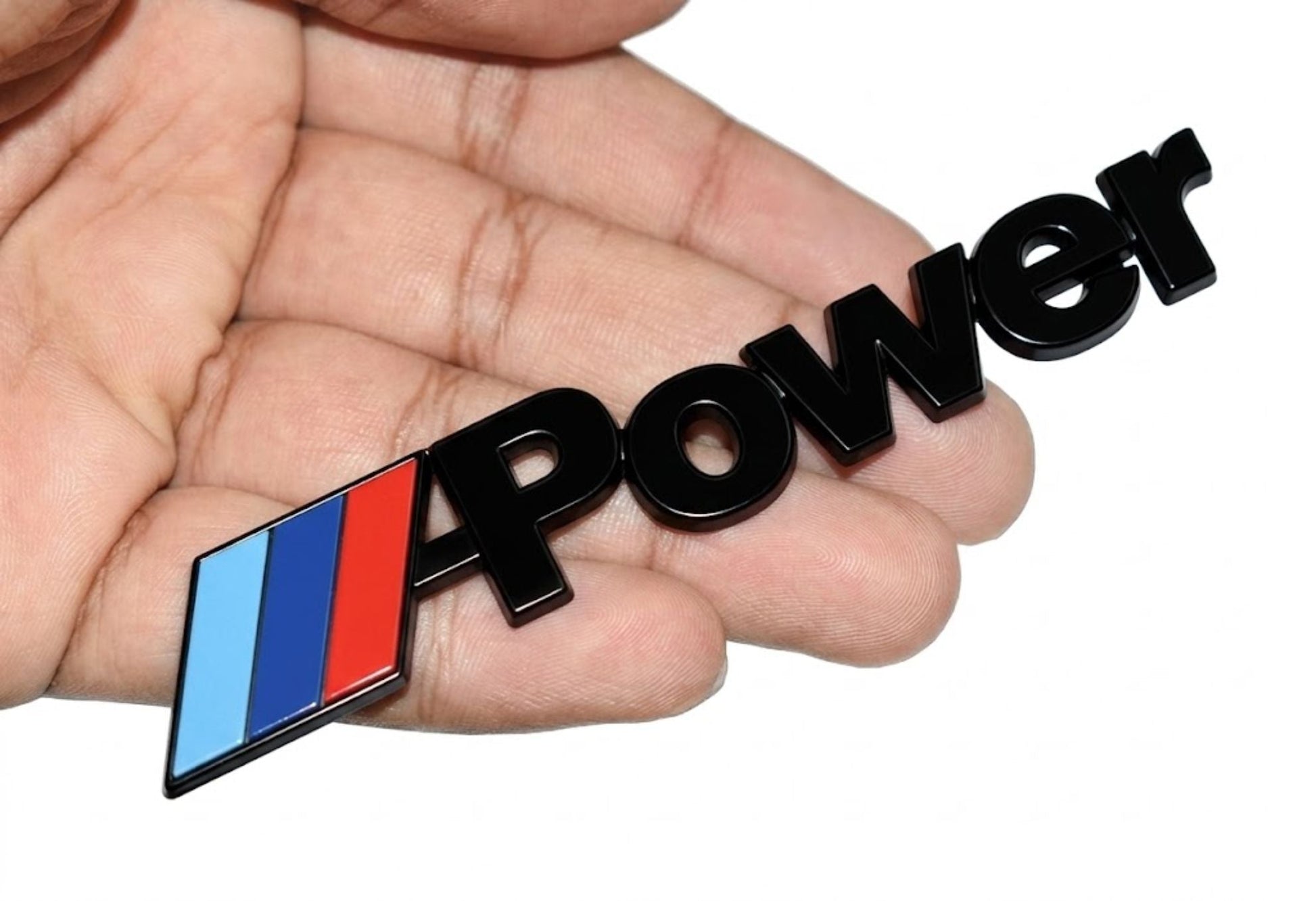 German Flag "M - Power" 3D Chrome Metal Sticker - STICKER_POWER_GFLAG-D2