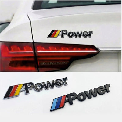 German Flag "M - Power" 3D Chrome Metal Sticker - STICKER_POWER_GFLAG-D1