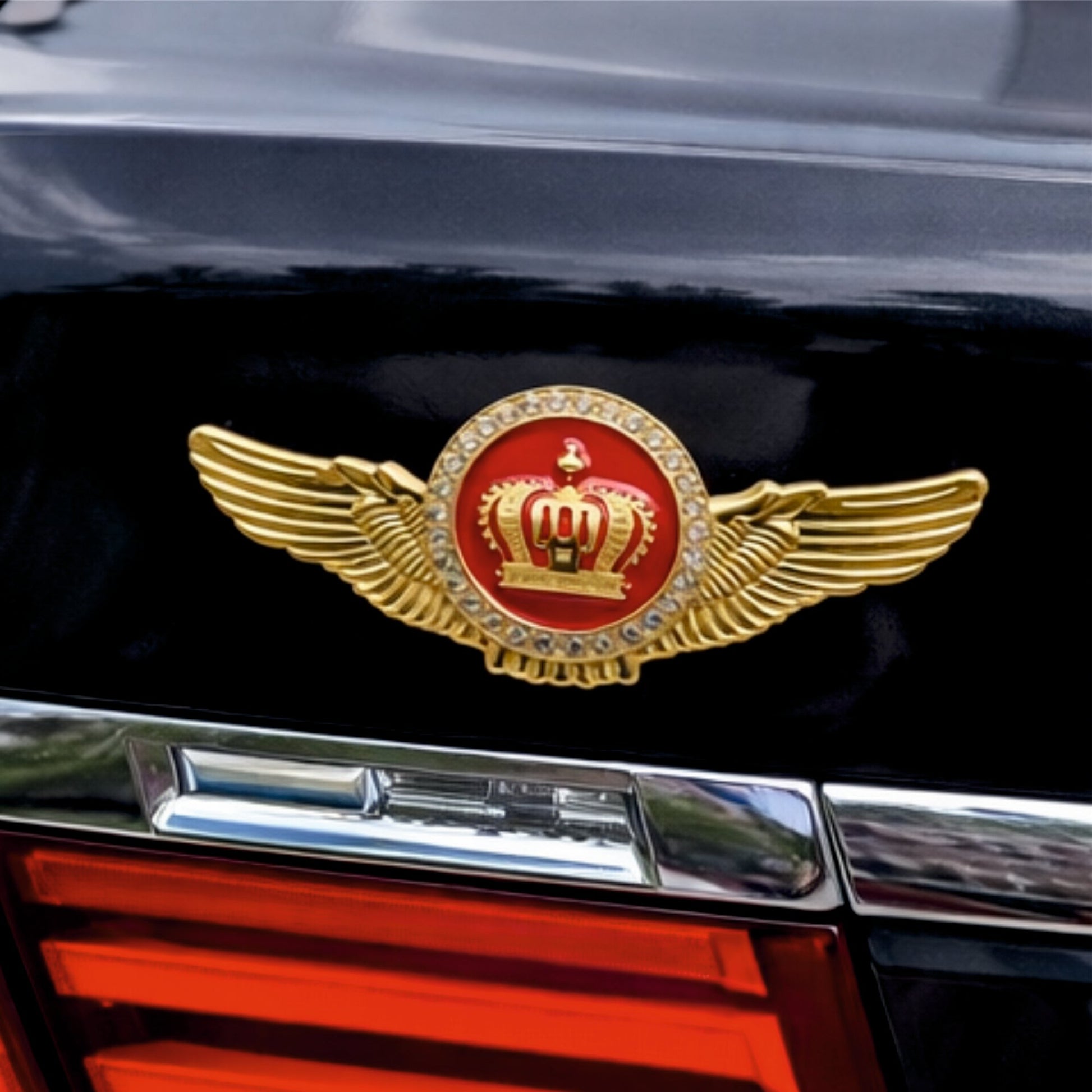 Golden Crown Winged Car Emblem 3D Metal Sticker - STICKER_GOLDCROWN
