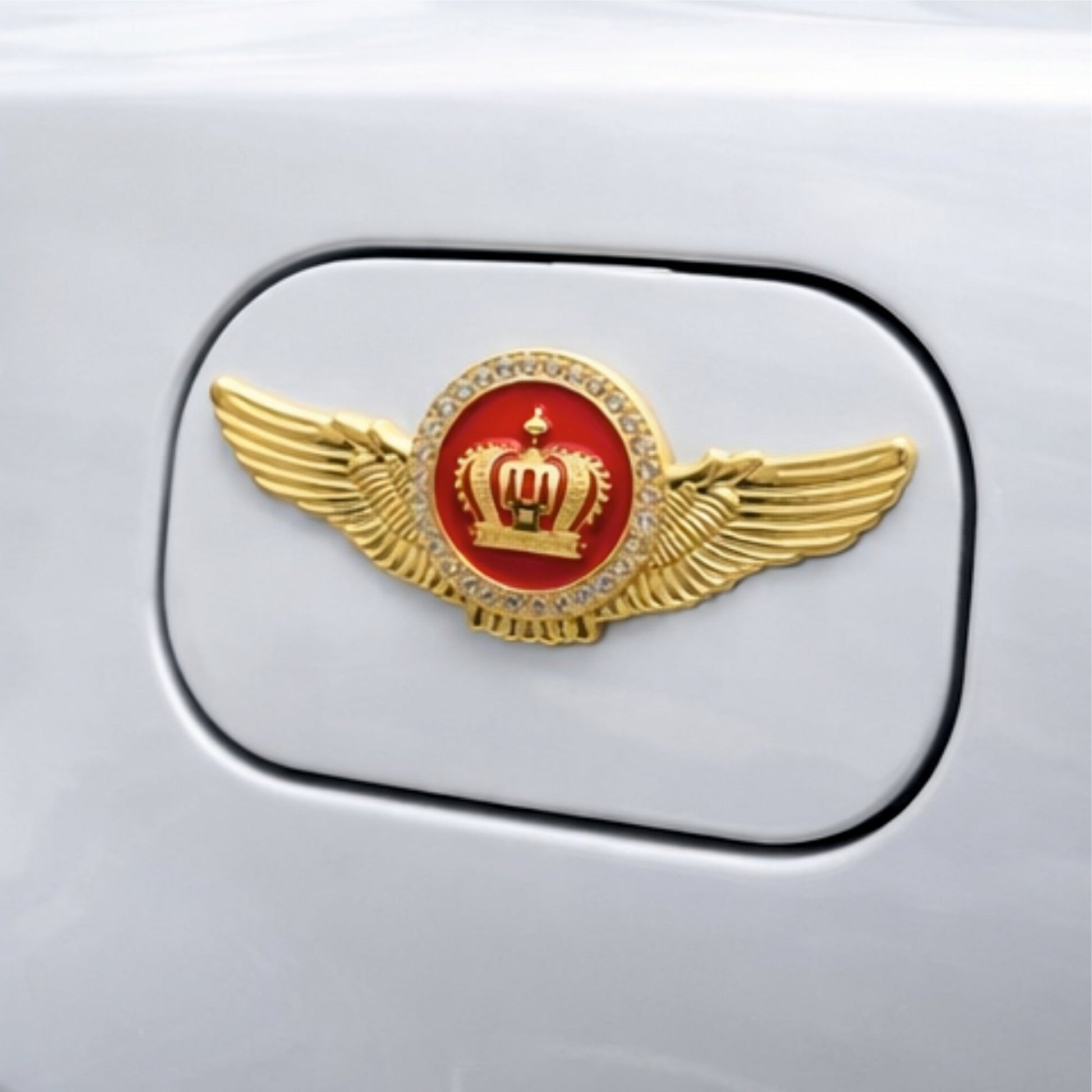 Golden Crown Winged Car Emblem 3D Metal Sticker - STICKER_GOLDCROWN