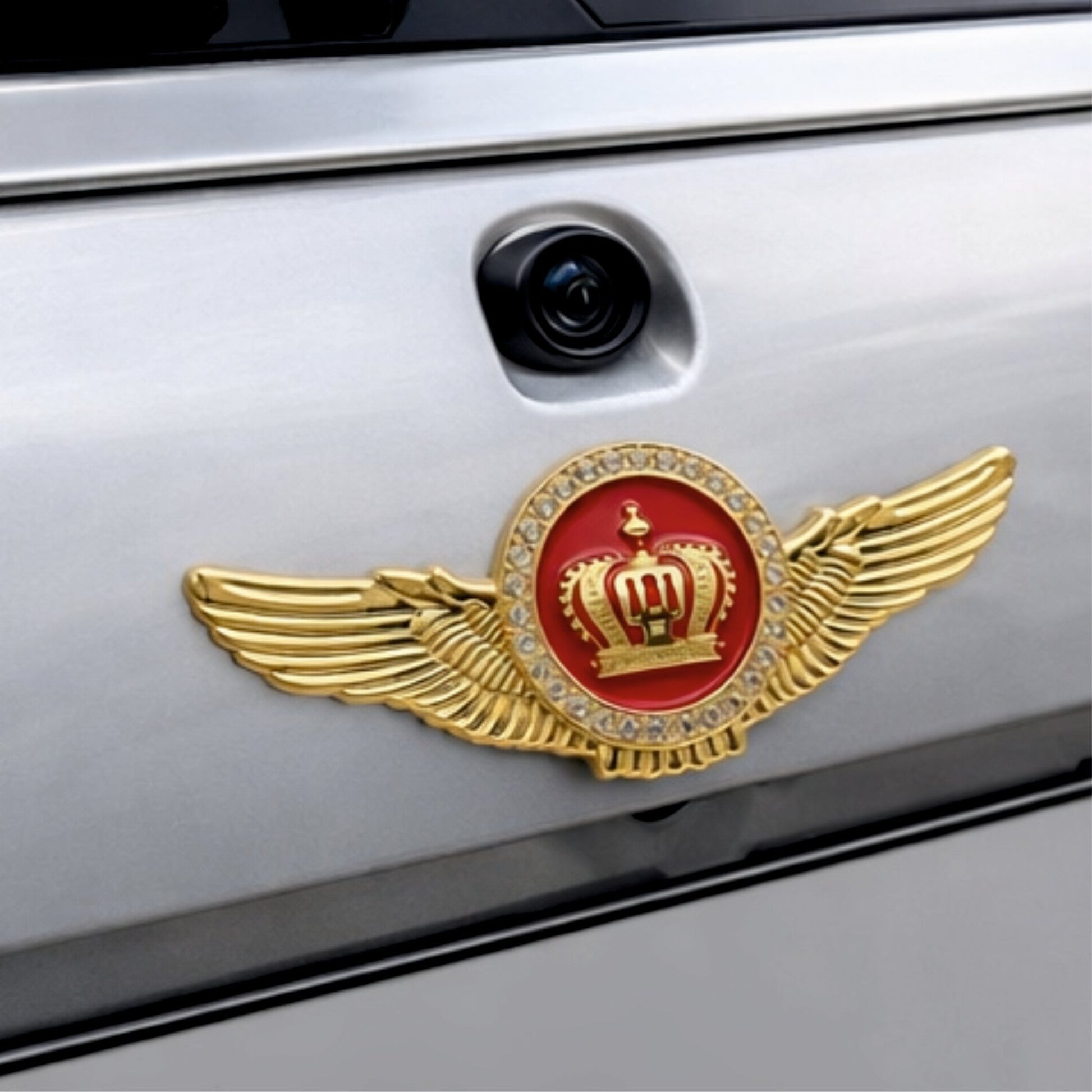 Golden Crown Winged Car Emblem 3D Metal Sticker - STICKER_GOLDCROWN
