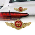 Golden Crown Winged Car Emblem 3D Metal Sticker - STICKER_GOLDCROWN