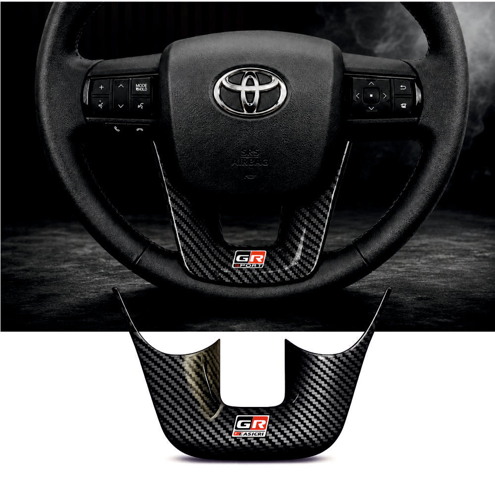 GR Sport Carbon Fiber Steering Wheel Badge For Toyota Fortuner [2025 - 2026] - STEERING_GR_SPORT