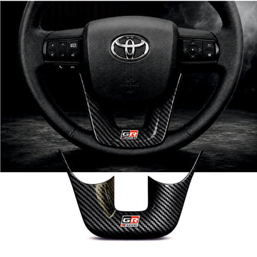 GR Sport Carbon Fiber Steering Wheel Badge For Toyota Fortuner [2025 - 2026] - STEERING_GR_SPORT