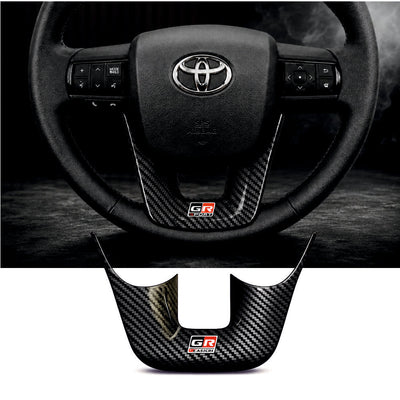 GR Sport Carbon Fiber Steering Wheel Badge For Toyota Fortuner [2025 - 2026] - STEERING_GR_SPORT